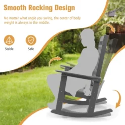 Costway Patio Rocking Chair All-Weather HDPE Rocker High Back Porch WhiteGreyTurquoise -Outdoor Deals Garden Store GUEST 14e338ee 3b4a 4b28 ac48 58722ff8be93