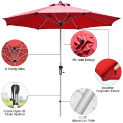 Costway 9' Patio Market Umbrella Outdoor Table Aluminum Crank W/8 Rib -Outdoor Deals Garden Store GUEST 15623e6a 8bdd 482a 9968 18f2ebf14e93