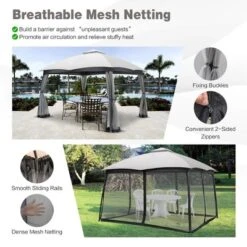 Costway 10x12 FT 2-Tier Patio Gazebo Canopy Netting Heavy-Duty Metal Easy-Setup Outdoor -Outdoor Deals Garden Store GUEST 15881ac7 57f9 4290 b473 8592473beb2e