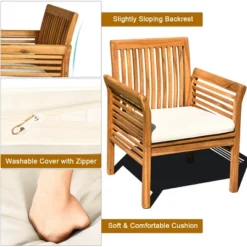 Costway 8 PCS Outdoor Acacia Wood Sofa Furniture Set Cushioned Chair Coffee Table Garden -Outdoor Deals Garden Store GUEST 16156d57 193f 4307 9208 ad183d79f479 1