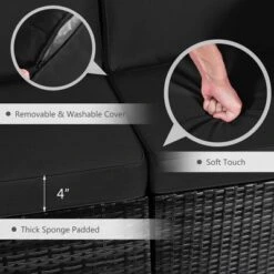 Costway 8PCS Patio Rattan Furniture Set Fire Pit Table Tank Holder Cover Deck Off White/Black/Navy/Red/Turquoise -Outdoor Deals Garden Store GUEST 16a239be f3e2 4326 999c e5294aface47