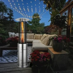 Costway 34000 BTU Patio Heaters Stainless Steel Round Propane Glass Tube Flame W/Wheels -Outdoor Deals Garden Store GUEST 16a381da 1aee 437c 85f3 ef8107f9bd1f