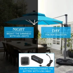 Costway 10ft Solar LED Patio Umbrella 360Degree Rotation W/USB Turquoise 14 Costway 10ft Solar LED Patio Umbrella 360Degree Rotation W/USB Turquoise -Outdoor Deals Garden Store GUEST 16a4d4dc e582 4aba 93fa 983a2873dcbb