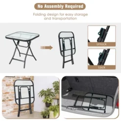 Costway Patio Folding Square Glass Side Table Bistro Coffee Table Plant Stand 16 Costway Patio Folding Square Glass Side Table Bistro Coffee Table Plant Stand -Outdoor Deals Garden Store GUEST 16e4c3a7 770f 4980 8c45 13a9155e7068