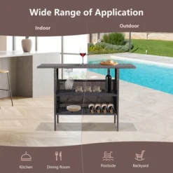 Costway Patio Garden Rattan Wicker Bar Height Counter Table Storage Shelf Rail 14 Costway Patio Garden Rattan Wicker Bar Height Counter Table Storage Shelf Rail -Outdoor Deals Garden Store GUEST 171327be 5a15 485a aee9 dd3f40813bf6