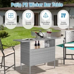 Costway Patio Rattan Wicker Bar Height Counter Table Storage Shelf Rail Garden Mix Gray 12 Costway Patio Rattan Wicker Bar Height Counter Table Storage Shelf Rail Garden Mix Gray -Outdoor Deals Garden Store GUEST 1797039a ee17 42e8 997b 4d5c41b0a736