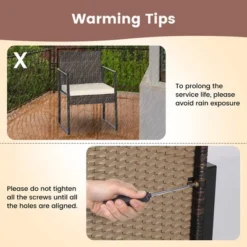 Costway 3pcs Patio Furniture Set Heavy Duty Cushioned Wicker Rattan Chairs Table -Outdoor Deals Garden Store GUEST 17b010a9 abf8 4b08 b0db 1951d281c885