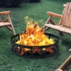 Costway 36'' Metal Fire Pit Ring Deer W/Extra Poker Bonfire Liner For Campfire