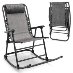 Costway Folding Zero Gravity Rocking Chair Outdoor Patio Headrest Turquoise Grey -Outdoor Deals Garden Store GUEST 181b693d 4572 4f33 ad6e 8e5b198ef097