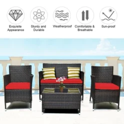 Costway 8PCS Rattan Patio Furniture Set Cushioned Sofa Chair Coffee Table -Outdoor Deals Garden Store GUEST 18e3a3c6 bf02 48e0 b633 306513b7c84c