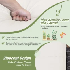 Costway Set Of 2 Patio Rattan Ottoman Footrest Cushions Wooden Handle Off WhiteBrownRedNavy -Outdoor Deals Garden Store GUEST 1906ba5a 78d3 4883 8234 7806532bdef7