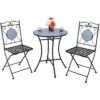 3pcs Patio Bistro Set Outdoor Furniture Mosaic Table Chairs All Weather Garden