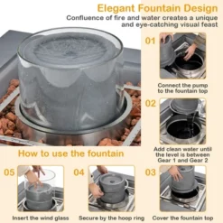 Costway 28'' Patio Fountain Fire Pit Table 50,000 BTU Square Propane Fire Pit WithPVC Cover -Outdoor Deals Garden Store GUEST 19806650 1de7 4ec9 bc4b e914b5160246