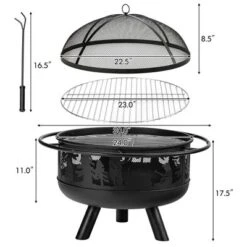Costway 30'' Patio Round Fire Pit W/ Fire Poker Cooking Grill For Camping BBQ 11 Costway 30'' Patio Round Fire Pit W/ Fire Poker Cooking Grill For Camping BBQ -Outdoor Deals Garden Store GUEST 19a61a59 bfd8 467a 85ae 9ad39f808847