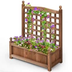 Costway 2 PCS Solid Wood Planter Box With Trellis Weather-Resistant 25"x11"x30" -Outdoor Deals Garden Store GUEST 19d9fbae cf5d 4df0 9593 7bf7709b0d0c