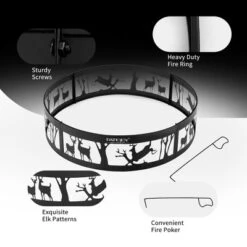 Costway 36'' Metal Fire Pit Ring Deer W/Extra Poker Bonfire Liner For Campfire 11 Costway 36'' Metal Fire Pit Ring Deer W/Extra Poker Bonfire Liner For Campfire -Outdoor Deals Garden Store GUEST 1a2bc2cb 14ce 444c 97d2 8d4db3fa798d