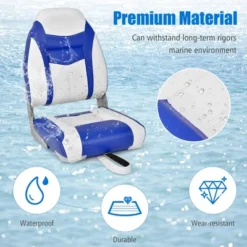 Costway High Back Folding Boat Seats W/ Blue White Sponge Cushion & Flexible Hinges -Outdoor Deals Garden Store GUEST 1a2cda04 b616 47b4 b495 046c8271aff4