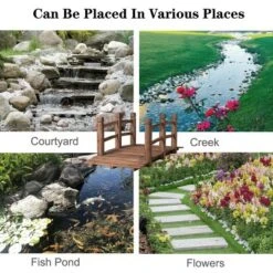 Costway 5' Wooden Bridge Stained Finish Decorative Solid Wood Garden Pond Arch Walkway -Outdoor Deals Garden Store GUEST 1b32525d 89b1 4595 b463 810bba32bedd