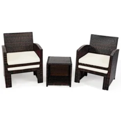 Costway 5PCS Patio Rattan Wicker Furniture Set Sofa Ottoman W/ Cushions White -Outdoor Deals Garden Store GUEST 1b49822e a826 41f2 a896 e84bf4f8da57