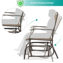 Costway 3PCS Patio Bistro Furniture Set Rocking Glider Chair Glass Table -Outdoor Deals Garden Store GUEST 1bc5ce84 e59e 47b8 a656 88a3b283504f