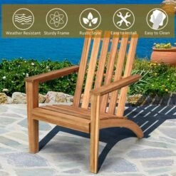 Costway Patio Acacia Wood Adirondack Chair Lounge Armchair Durable Outdoor Garden Yard -Outdoor Deals Garden Store GUEST 1bc604e7 bc9e 4ac5 bce6 9e803b929d86