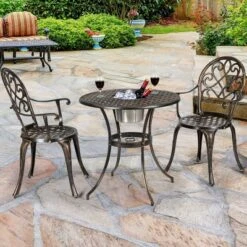 Costway 3PCS Patio Dining Set Aluminum Bistro Attached Removable Ice Bucket -Outdoor Deals Garden Store GUEST 1ca4f7e3 4193 4d02 8572 3fd01be30bf7
