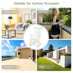 Costway Set Of 2 Wood Rocking Chair Glossy Finish White Coffe -Outdoor Deals Garden Store GUEST 1ca51a13 8add 4f5d 856c ad9df122f9aa