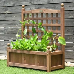 Costway 2 PCS Solid Wood Planter Box With Trellis Weather-Resistant 25"x11"x30" -Outdoor Deals Garden Store GUEST 1d11acbd 2d7e 4246 bfa3 62e0542333f7