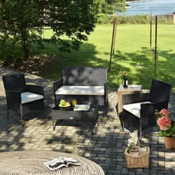 Costway 4PCS Patio Rattan Furniture Set Cushioned Sofa Coffee Table Backyard Porch White 11 Costway 4PCS Patio Rattan Furniture Set Cushioned Sofa Coffee Table Backyard Porch White -Outdoor Deals Garden Store GUEST 1d1dcbd8 5a5e 42cc b5c7 3ac663d4a7af