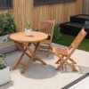Costway 3pcs Patio Outdoor Teak Wood Bistro Dining Set Folding Chair & Table Slatted
