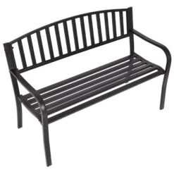 Costway 50'' Patio Garden Bench Park Yard Outdoor Furniture Steel Slats Porch Chair Seat -Outdoor Deals Garden Store GUEST 1dbd4994 04b4 4a1a b905 2d7c1c38ad3a