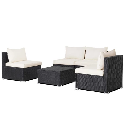 Costway 5PCS Patio Rattan Wicker Furniture Conversation Set Cushioned Sofa Deck 9 Costway 5PCS Patio Rattan Wicker Furniture Conversation Set Cushioned Sofa Deck - Image 9
