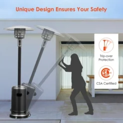 Costway 48000 BTU Propane Patio Heater Standing LP Gas Steel W/ Wheels Black -Outdoor Deals Garden Store GUEST 1e27218e 1329 4fdf 8138 f181f43098af