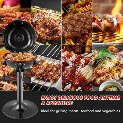 Costway Portable 1600W Electric BBQ Grill With Temperature Control & Grease Collector Red/Black 8 Costway Portable 1600W Electric BBQ Grill With Temperature Control & Grease Collector Red/Black - Image 8