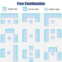 Costway 7PCS Patio Rattan Furniture Set Sectional Sofa Garden Black Cushion -Outdoor Deals Garden Store GUEST 1e74daa4 73b3 40dc bd81 90c58a4ffd39