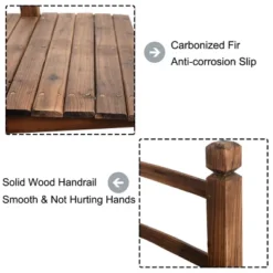 Costway 5' Wooden Bridge Stained Finish Decorative Solid Wood Garden Pond Arch Walkway -Outdoor Deals Garden Store GUEST 1e957083 90ba 40ec b22e 27851c8cad3f