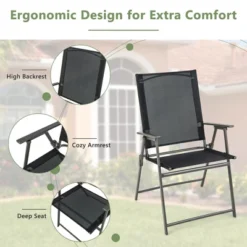 Costway 4pcs Patio Folding Portable Dining Chairs Metal Frame Armrests Garden Outdoor -Outdoor Deals Garden Store GUEST 1ea44cda 1242 4e9e a71f 57d656023237
