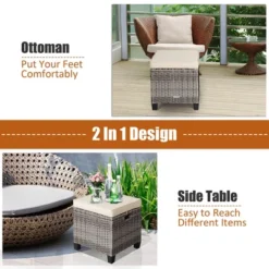Costway 2PCS Patio Rattan Cushioned Ottoman Seat Foot Rest Table 16 Costway 2PCS Patio Rattan Cushioned Ottoman Seat Foot Rest Table -Outdoor Deals Garden Store GUEST 1ebff116 006c 4370 8734 34b17b859c9d