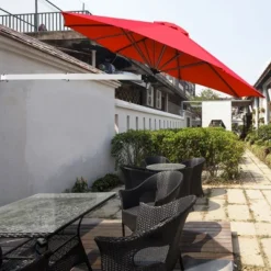 Costway 8ft Wall-Mounted Umbrella Telescopic Folding Tilt Sun Shade TanTurquoise -Outdoor Deals Garden Store GUEST 1f2d1033 2d7b 47c4 8364 9bbe93625658