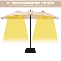 Costway 15Ft Patio Double-Sided Solar LED Market Umbrella Crank Base BeigeTanOrangeBurgundy -Outdoor Deals Garden Store GUEST 1f47503b 5f97 4ab7 b832 3d9c4a172b2e