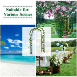 Costway 7.2Ft Garden Arch Steel Arbor Wedding Garden Decoration Climbing Plants W/Stakes -Outdoor Deals Garden Store GUEST 1f4cd576 965d 4c2b 80b4 51cdeb07e3d1