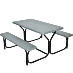 Costway Picnic Table Bench Set Outdoor Camping Backyard Garden Patio Party All Weather Gray/Green -Outdoor Deals Garden Store GUEST 1f59e61b 9551 464d a1b9 f7b8c9405171