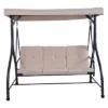 Costway Converting Outdoor Swing Canopy Hammock 3 Seats Patio Deck Furniture Beige