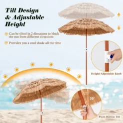 Costway Patio 6FT Tropical Thatched Tiki Beach Umbrella Portable Outdoor Market Tilt -Outdoor Deals Garden Store GUEST 20bab8ce f2c1 41b1 b42e 28ece19199f9