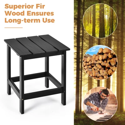 Costway 2 PCS Patio 15'' End Side Coffee Table Square Wooden Slat Deck WhiteBlackGray 6 Costway 2 PCS Patio 15'' End Side Coffee Table Square Wooden Slat Deck WhiteBlackGray - Image 6