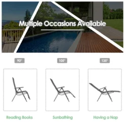 Costway Outdoor Foldable Reclining Padded Chair Aluminum Frame Adjustable -Outdoor Deals Garden Store GUEST 214d299a 9e72 42f9 ad38 08447558b467