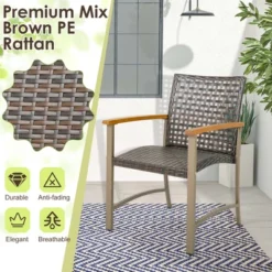 Costway Set Of 4 Patio Dining Chairs Outdoor Wicker Armchairs With Acacia Wood Armrests 11 Costway Set Of 4 Patio Dining Chairs Outdoor Wicker Armchairs With Acacia Wood Armrests -Outdoor Deals Garden Store GUEST 222eb8c4 0b12 4be8 a5f6 c50e1c2815fc