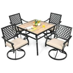 Costway Patio Square Dining Table Metal Bistro Table Garden Poolside Backyard -Outdoor Deals Garden Store GUEST 2246ba47 8446 4b44 8d35 86e0aef07990