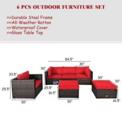 Costway 6PCS Patio Rattan Furniture Set Cushion Sofa Coffee Table -Outdoor Deals Garden Store GUEST 224fe966 8090 46df 98d5 316f447f10ac