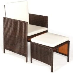 Costway 9PCS Acacia Wood Patio Rattan Dining Set Cushioned Chairs Ottoman -Outdoor Deals Garden Store GUEST 225b2e8c 5e0c 4277 9292 004c32f71752